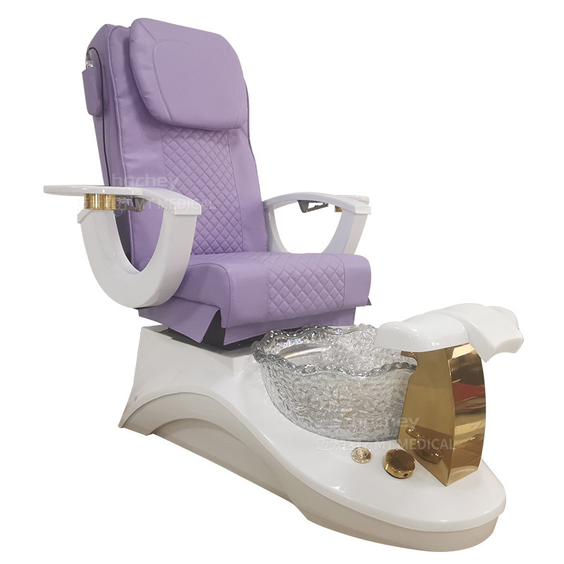 Hochey Factory Luxury Led Light Beauty Salon Equipment Multifunctional Pedicure Chair Nail Foot Pedicure Bed Chair for Client