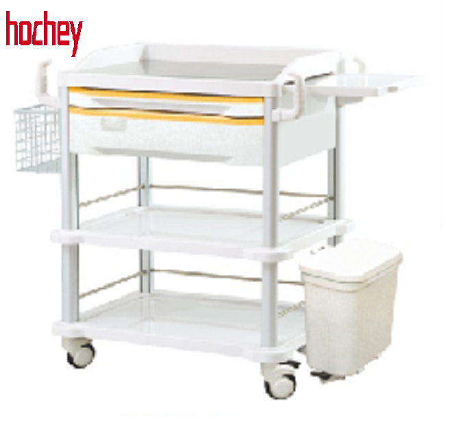 Hochey  Height Adjustable ABS Instrument Mobile Medical CartHospital Emergency Medical Trolley Computer Equipment Cart