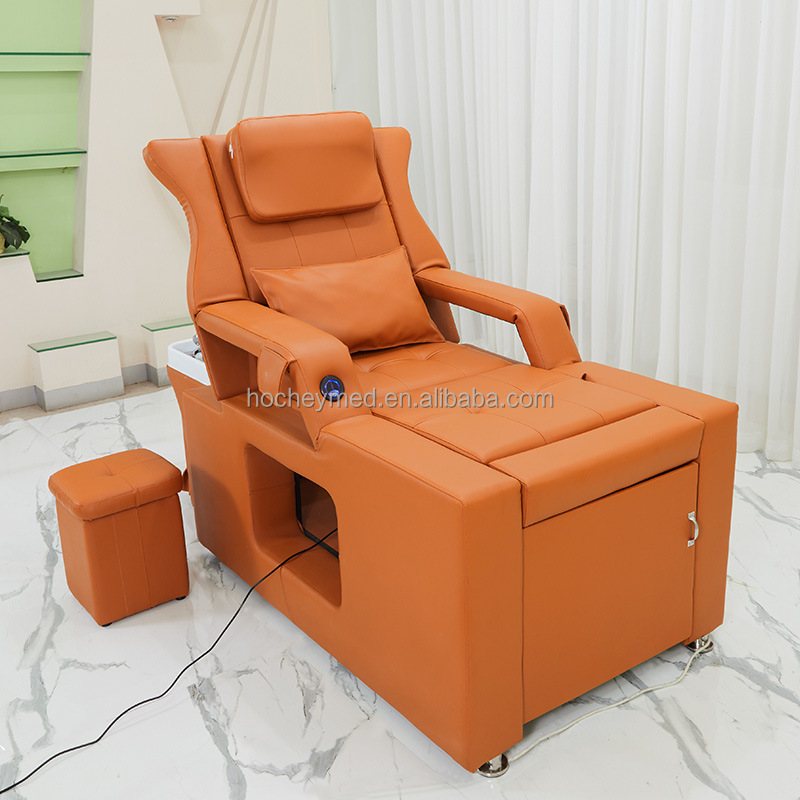 High Quality Salon Furniture Flat Lay Shampoo Bed Hair Washing Massage Chair With Water Circulation And Steamer