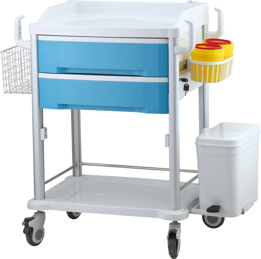 Hochey  Height Adjustable ABS Instrument Mobile Medical CartHospital Emergency Medical Trolley Computer Equipment Cart