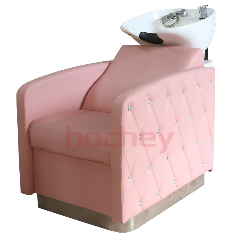 HOCHEY Luxury Nail Hair Salon Furniture Set Equipment Pink Black Beauty Barber Pedicure Manicure Chair and Mirror Set for sale