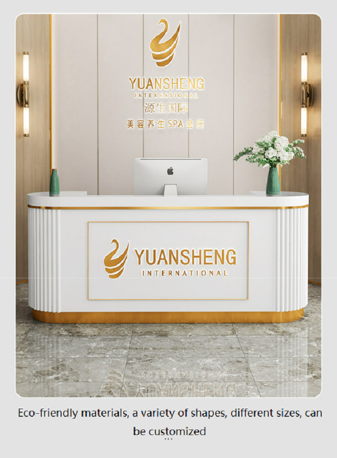 Hochey Medical Simple Modern Beauty Center hotel hospital Used White LED light Beauty Salon Reception Desks