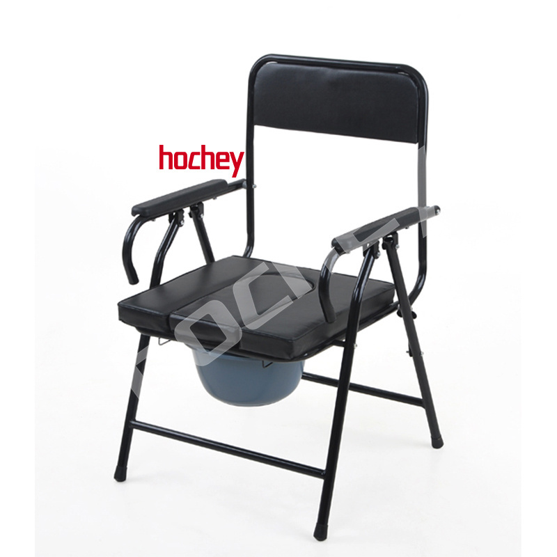 HOCHEY MEDICAL Portable Adjustable Folding Toilet Chair Commode Chair For Elderly