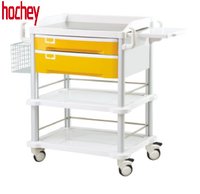 Hochey  Height Adjustable ABS Instrument Mobile Medical CartHospital Emergency Medical Trolley Computer Equipment Cart