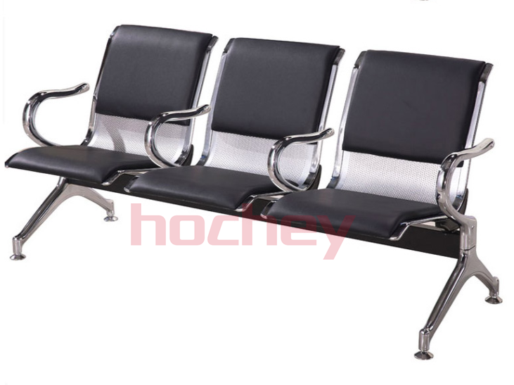 Hot Selling Medical Modern Solid 2/3/4/5 Seats Stainless Steel Waiting ChairsBlack Leather Waiting Room Chairs For Hospital