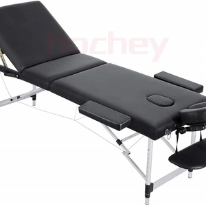 Hochey Custom 2 Section Folding Luxury Wooden Adjust Black Massage Table Tattoo Table Massage Bed