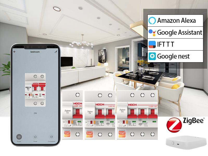 Zigbee 1P 2P 3P 4P TUYA APP Smart Circuit Breaker Timer Relay Voice Remote Control Automatic Intelligent Interruptor WIFI Switch