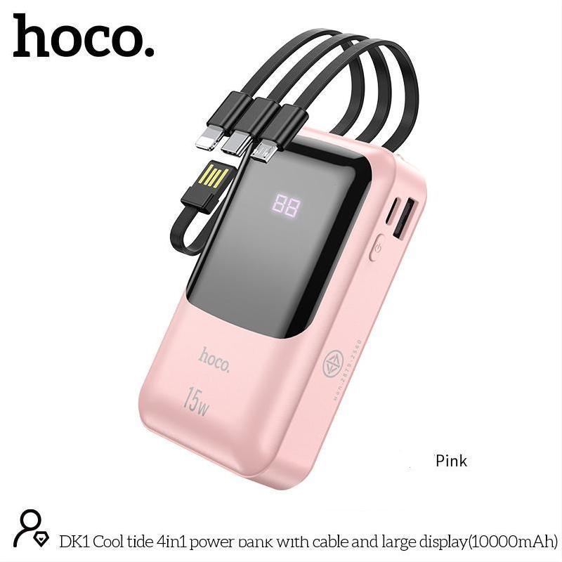 HOCO OEM DK1 10000mAh Cool Tide 4in1 Portable Large Display Power Bank With Cable