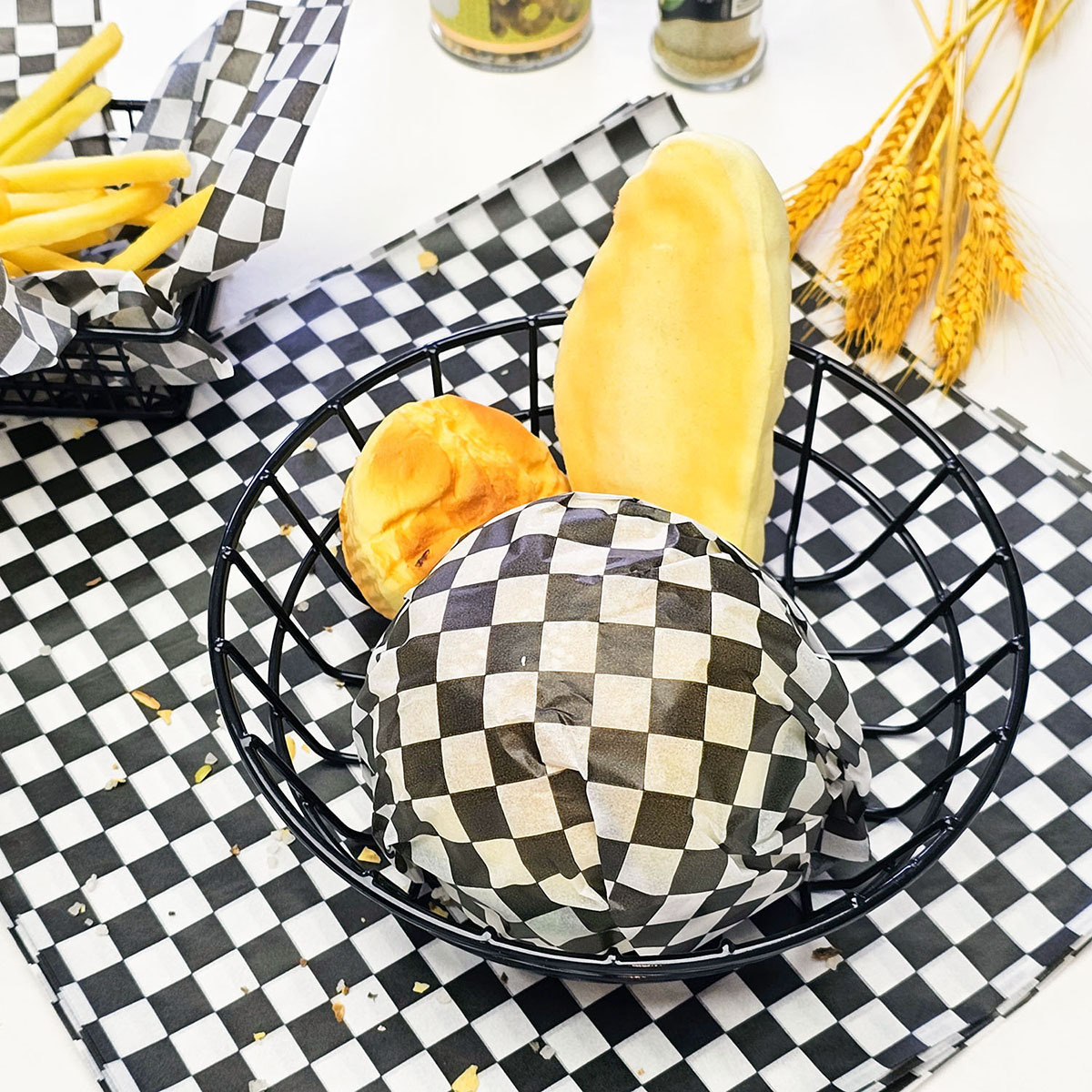 Baking Parchment Greaseproof Paper Black And White Checkered Sandwich Paper