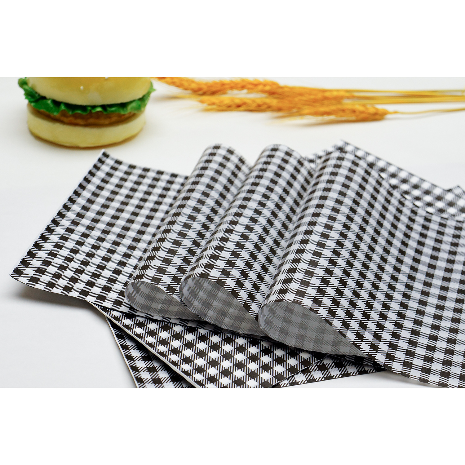 Hot Black And White Checkered Sandwich Paper Non Stick Greaseproof Paper