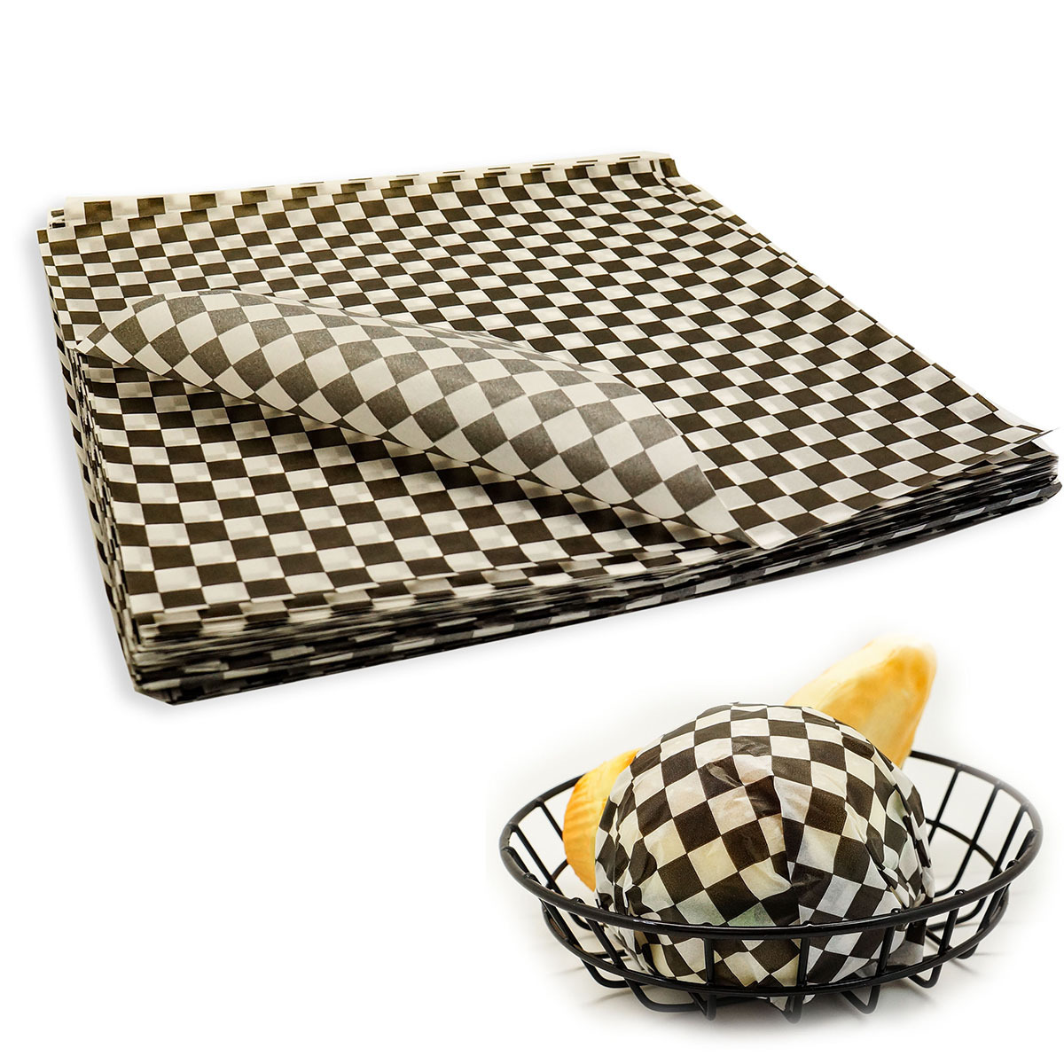 Black And White Checkered Sandwich Paper Greaseproof Paper For Food Wrapping