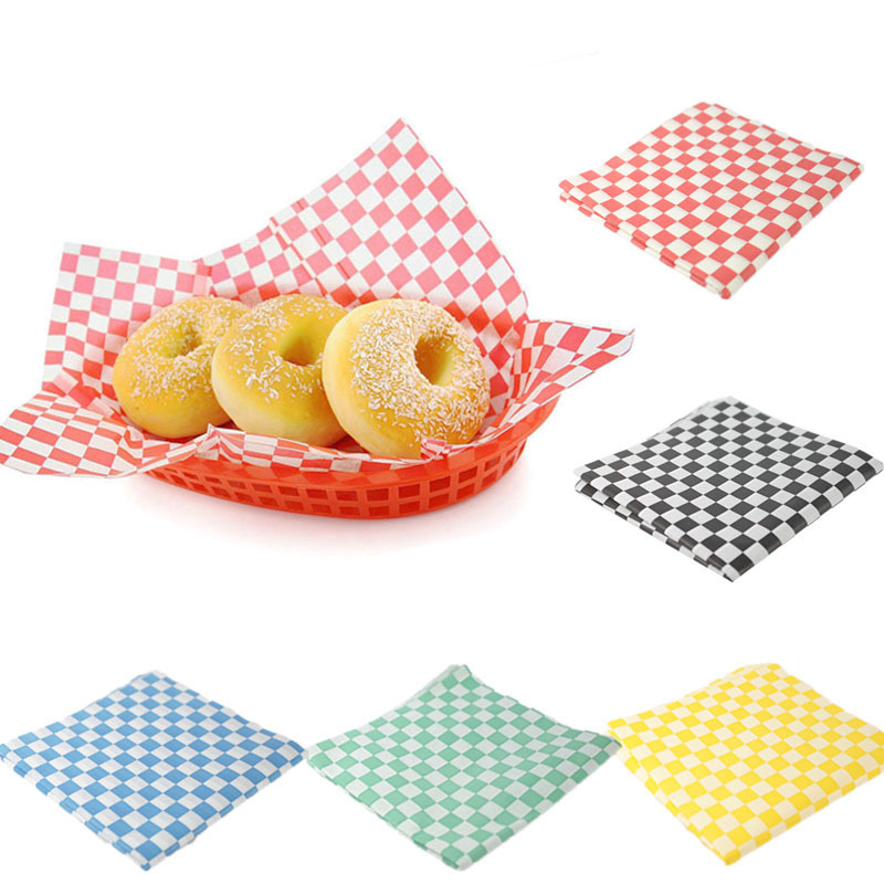 Custom Greaseproof Sandwich Paper Food Grade Red And White Checkered Tissue Paper Sheets