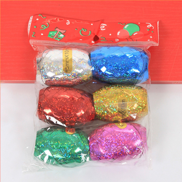 manufactory wholesale Holographic rope Curling Ribbon christmas Egg laser decoration ribbons for balloon wedding decoration