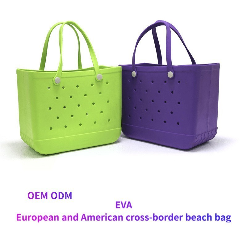 Wholesale Women Beach Waterproof Tote Bags Rubber Totes Large Fashion Eva Plastic Silicone Bag With Holes women's handbags