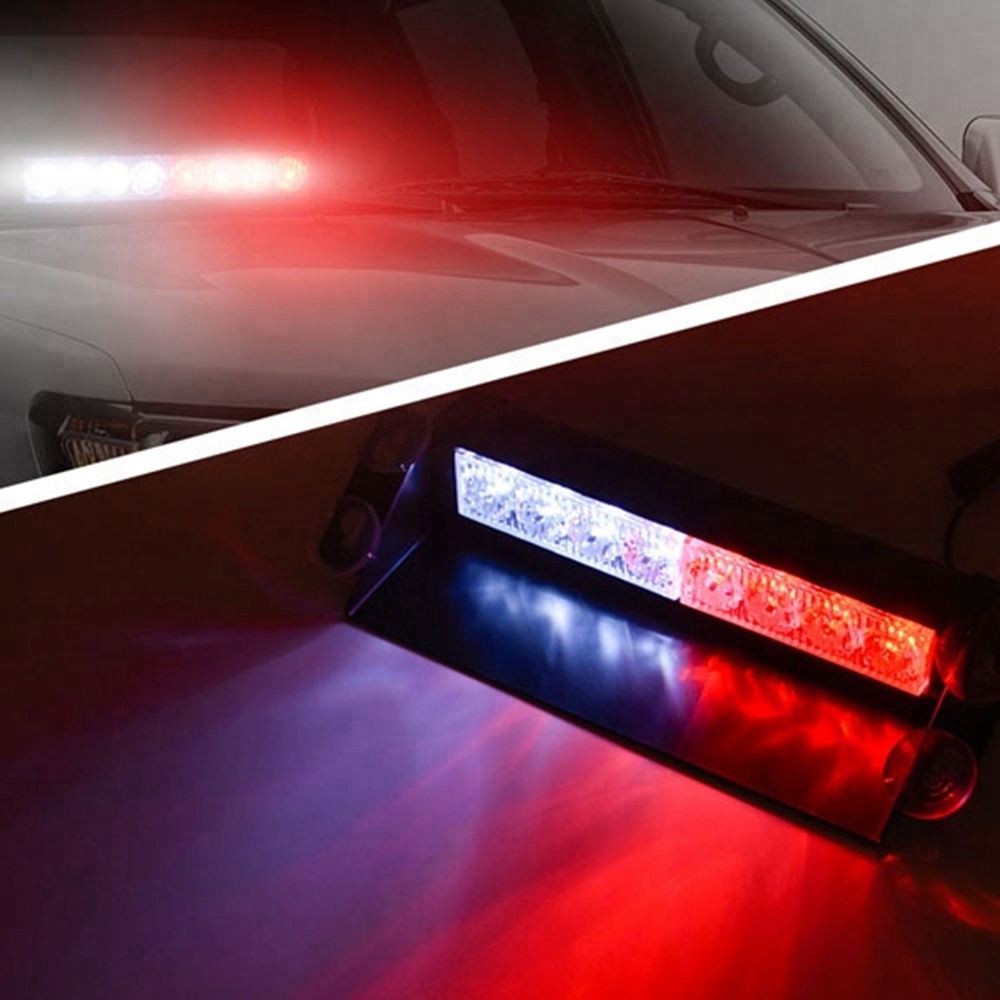 8 LED Car Emergency Warning Light Dash Flashing Strobe Light bar Red White