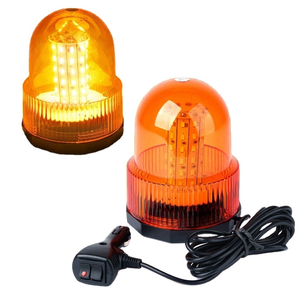 12V Rotating Flashing Amber Beacon DIN Pole spigot Mount Tractor Warning Light