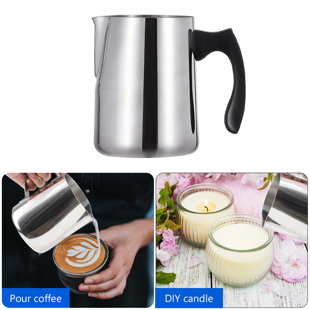 30oz 900ml Stainless Steel Wax Candle Pouring Pitcher Butter Coffee Milk Tea Melting Jug Insulated Handle Pot For Candle Making