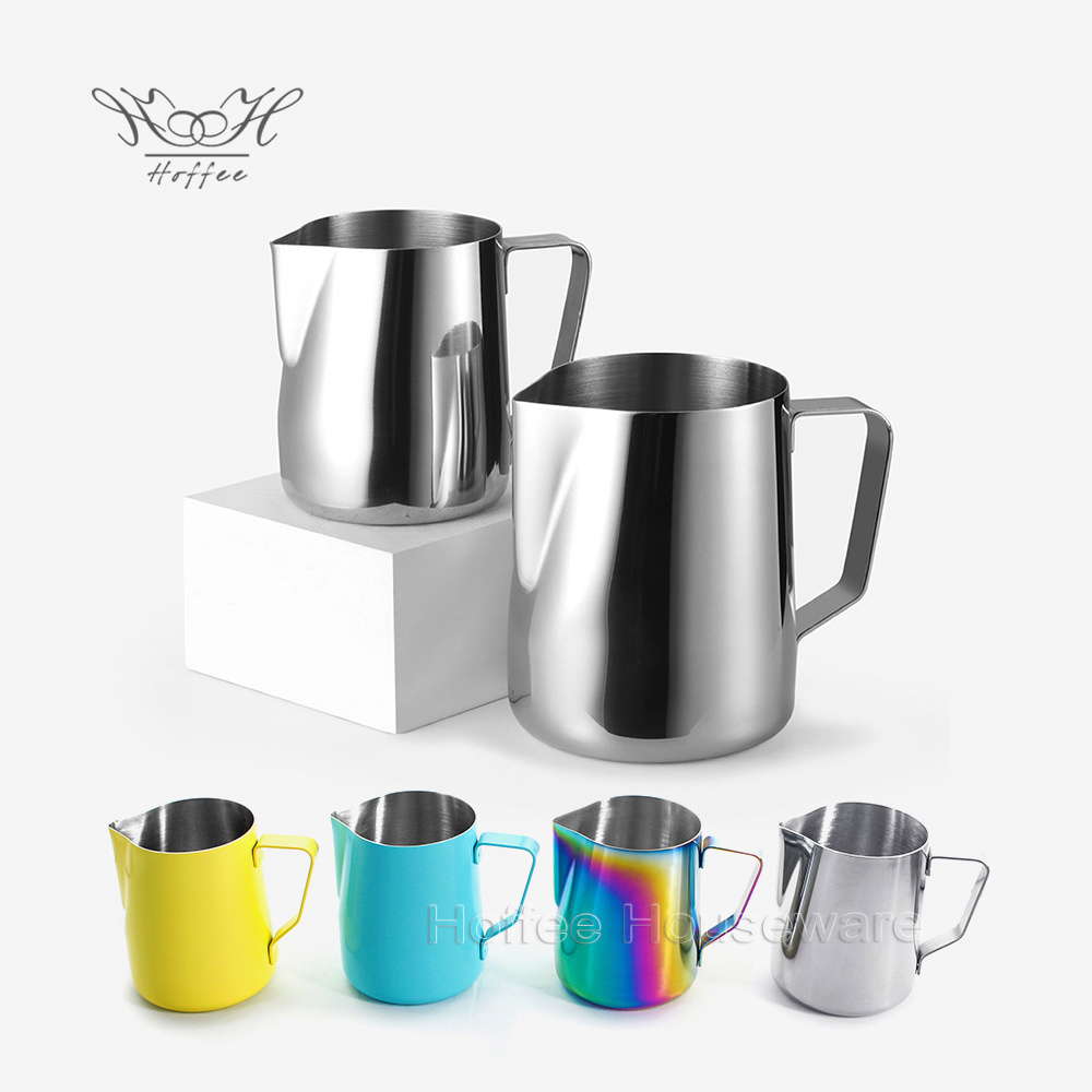 Custom 1.0 mm Stainless Steel Milk Frother Cup Frothing Pitcher Warmer Pot Large Latte Art Coffee Milk Jug Barista Milk Pitcher