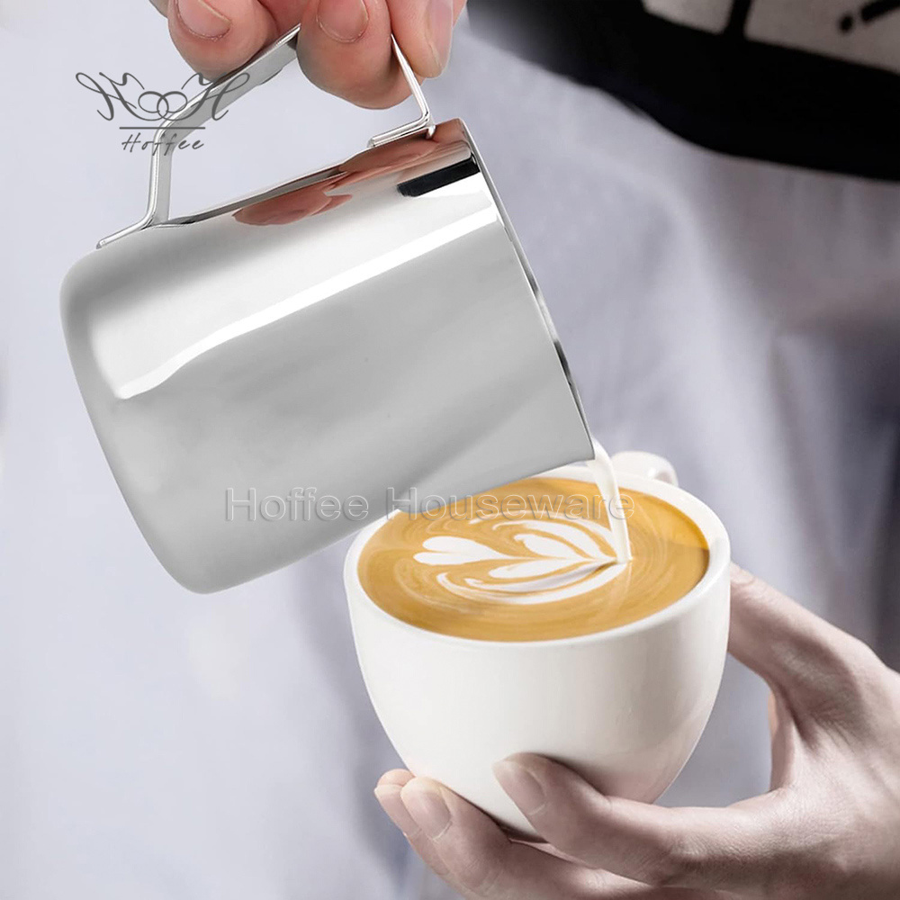 Custom 1.0 mm Stainless Steel Milk Frother Cup Frothing Pitcher Warmer Pot Large Latte Art Coffee Milk Jug Barista Milk Pitcher