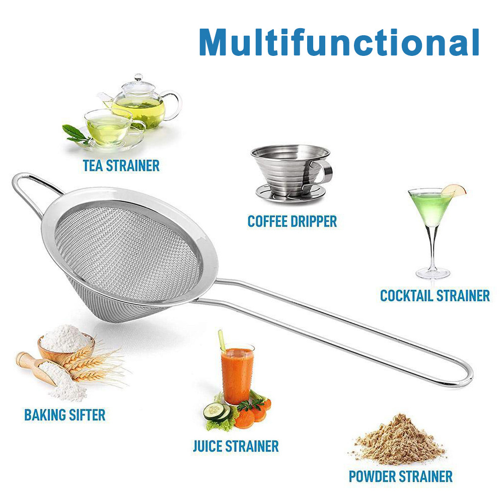 Food Strainer Stainless Steel Fine Mesh Strainer Professional Bar Tool Conical Cocktail Strainer