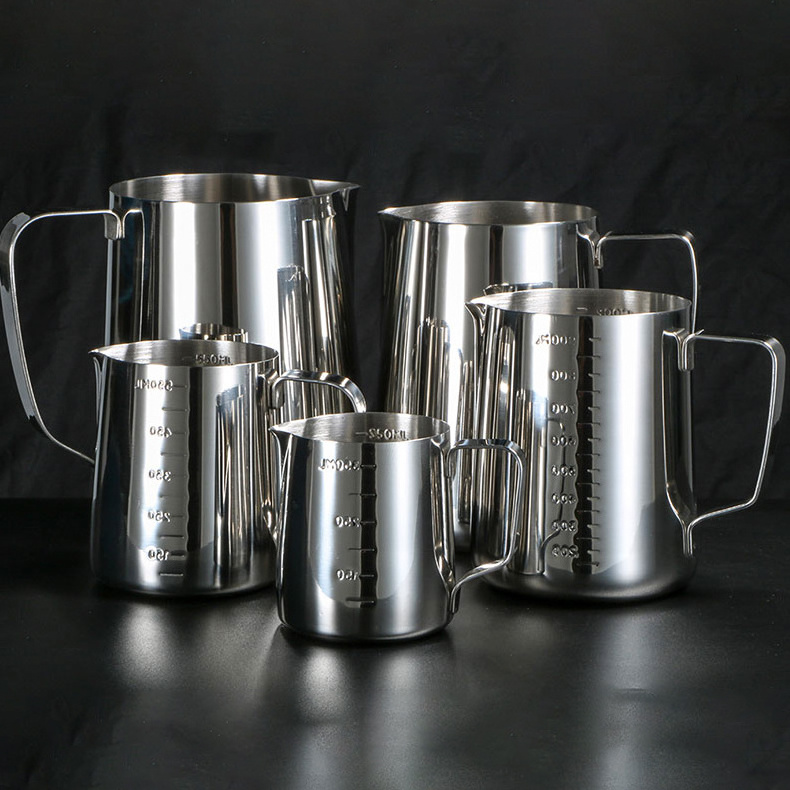 900ml Espresso Steaming Jug Stainless Steel 304 Coffee Milk Pitcher With Measurements Scale