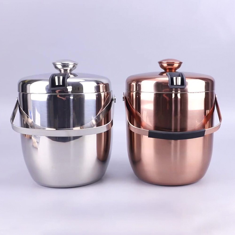 304 Stainless Steel Ice Bucket Whisky Beer Champagne Bar KTV Ice Bucket With Lid And Tong