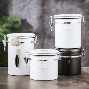 1L 1.4L 1.8L Stainless Steel Food Containers Kitchen Canister Sets Co2 Coffee Canister With Day and Month Tracker And Scoop