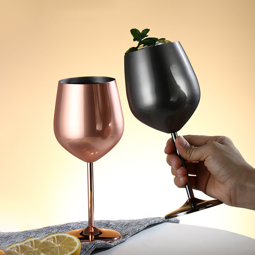 Wholesale 500ml Stainless Steel 304 Wedding Champagne Glass Custom Metal Red Wine Glass Goblet Wine Glasses Whiskey Cup