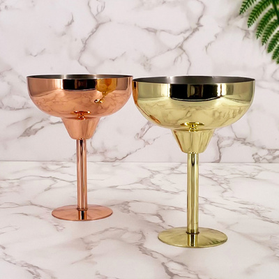 Wholesale Goblets Luxury Shatterproof Wine Glass Stainless Steel 304 Martini Glass Champagne Glasses Gold Whiskey Cup Beer Glass