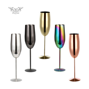 Wholesale 250ml Elegant Champagne Glass Goblet Red Wine Glass Stainless Steel Bar Cocktail Wedding Champagne Glasses