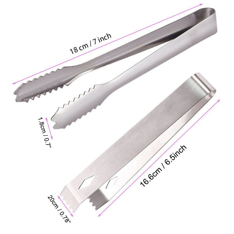 Multifunction Food Tongs Bar Tools Stainless Steel 304 Ice Tong Kitchen Food Sugar Cooking Barbecue Salad Server Tongs