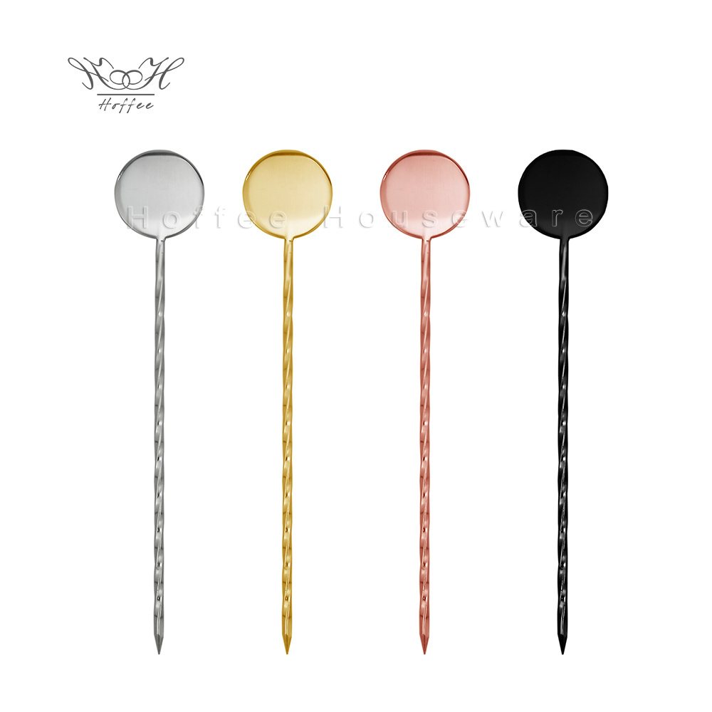 Stainless Steel Cocktail Pick Drink Stirring Sticks Fruit Pin Stick Mixology Bartend Kit Fruits Toothpicks Martini Olive Picks