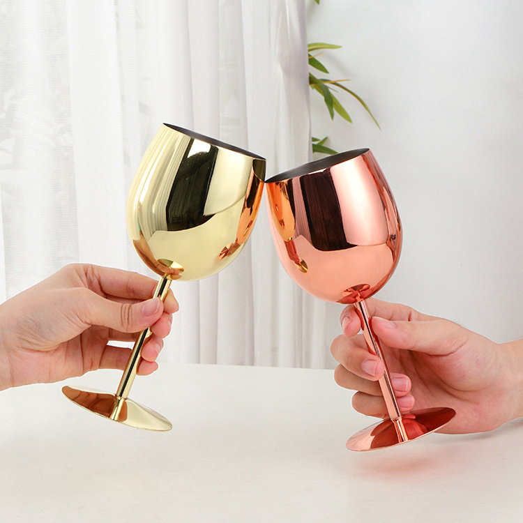 Rose Gold Goblets 350ml Custom Luxury Wine Glass Gifts Stainless Steel Party Wedding Champagne Glasses