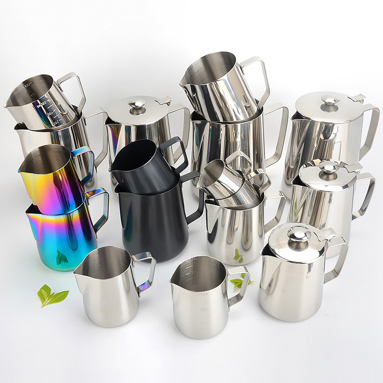 100ml-1500ml Milk Pitcher Custom Color Stainless Steel Coffee Milk Jug Barista Milk Frothing Pitcher Latte Art Pitcher