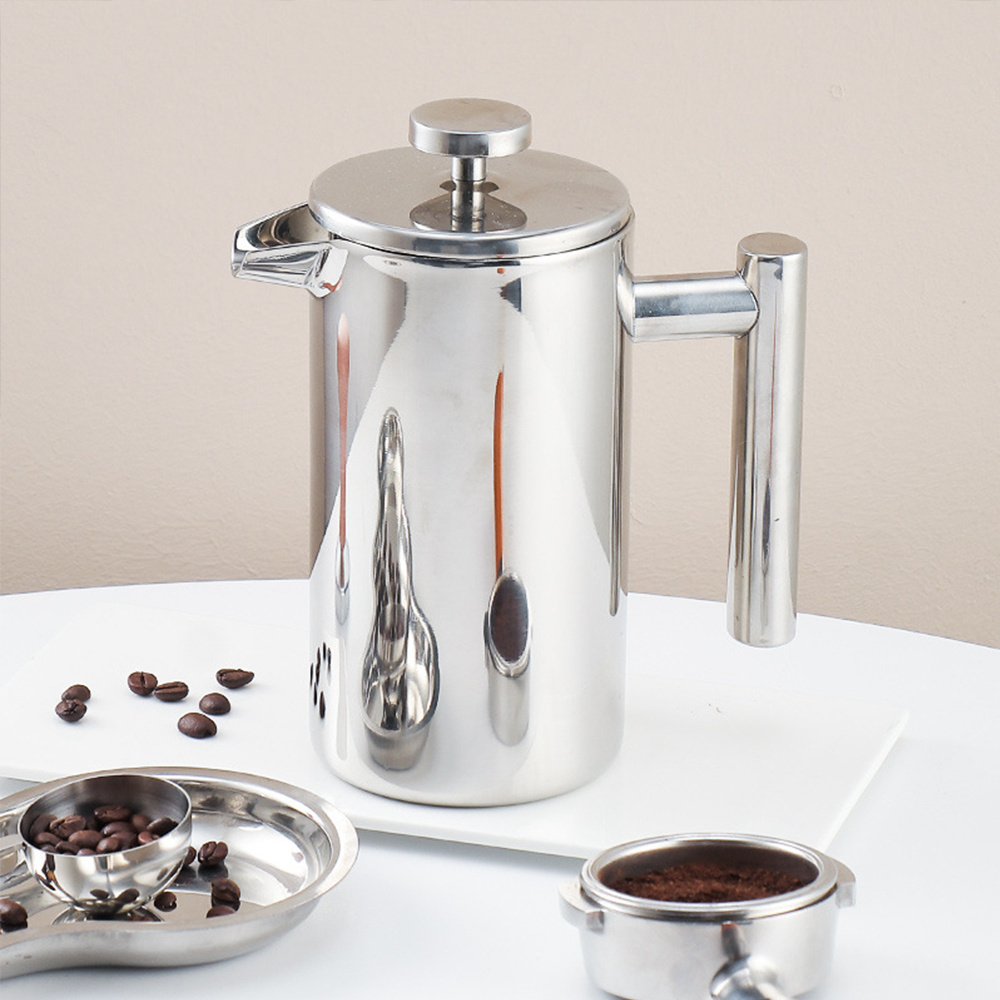 500/800ML Portable French Press Coffee Maker Cold Brew Double Wall Filter Coffee Espresso Maker Pot Stainless Steel French Press