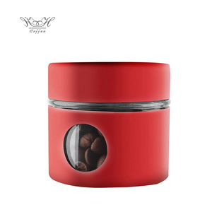 1.4oz Red Mini Coffee Canister Portable Glass And Metal Food Storage Container Travel Jar Coffee Bean Airtight Canister