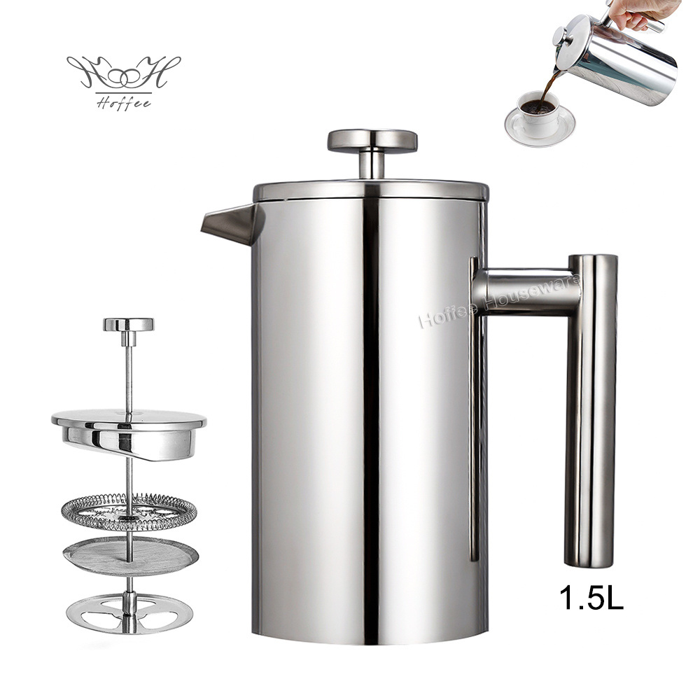 1.5L Large Capacity Coffee Maker French Press Home Metal Coffee Pot Stainless Double Wall French Coffee Press And Tea Maker