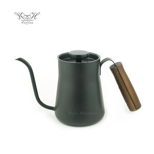 Stylish Vintage Stainless Steel Pour Over Gooseneck Kettle Camping Picnic Coffee Drip Pot Tea Pot With Wooden Handle