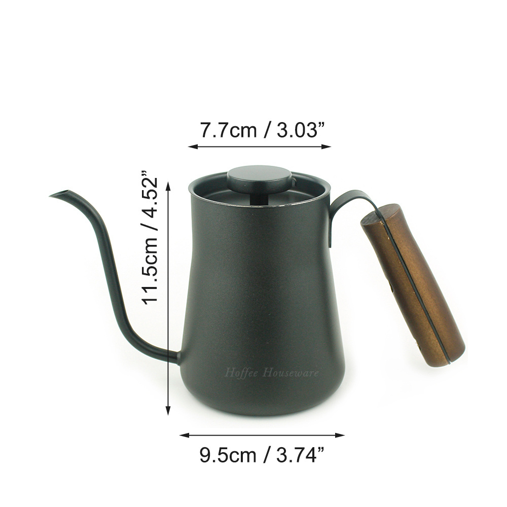 Stylish Vintage Stainless Steel Pour Over Gooseneck Kettle Camping Picnic Coffee Drip Pot Tea Pot With Wooden Handle