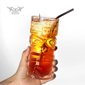 15oz 430ml Clear Tiki Glasses Modern Bar Mug Whisky Cocktail Tumblers Bar Drinkware Cup Beer Wine Crystal Glass for Mixed Drinks