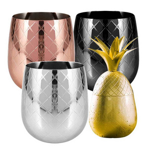 500ml 17oz Custom Logo Pineapple Shape Whiskey Julep Stainless Steel 304 Soda Beer Mug Wine Glasses Martini Drinking Cup Cups