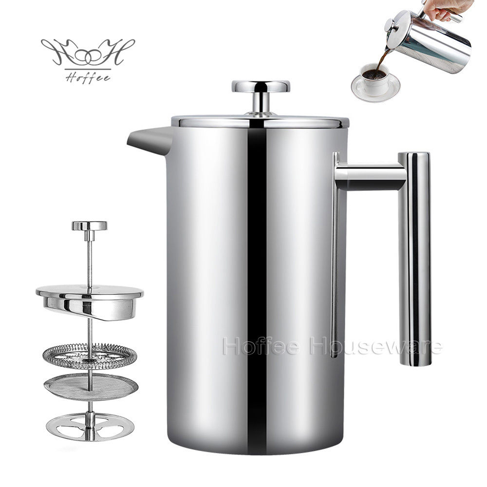 1L 1.5L Portable Stainless Steel French Press Espresso Pot Hand Manual Coffee Press Machine Tea Filter French Press Coffee Maker