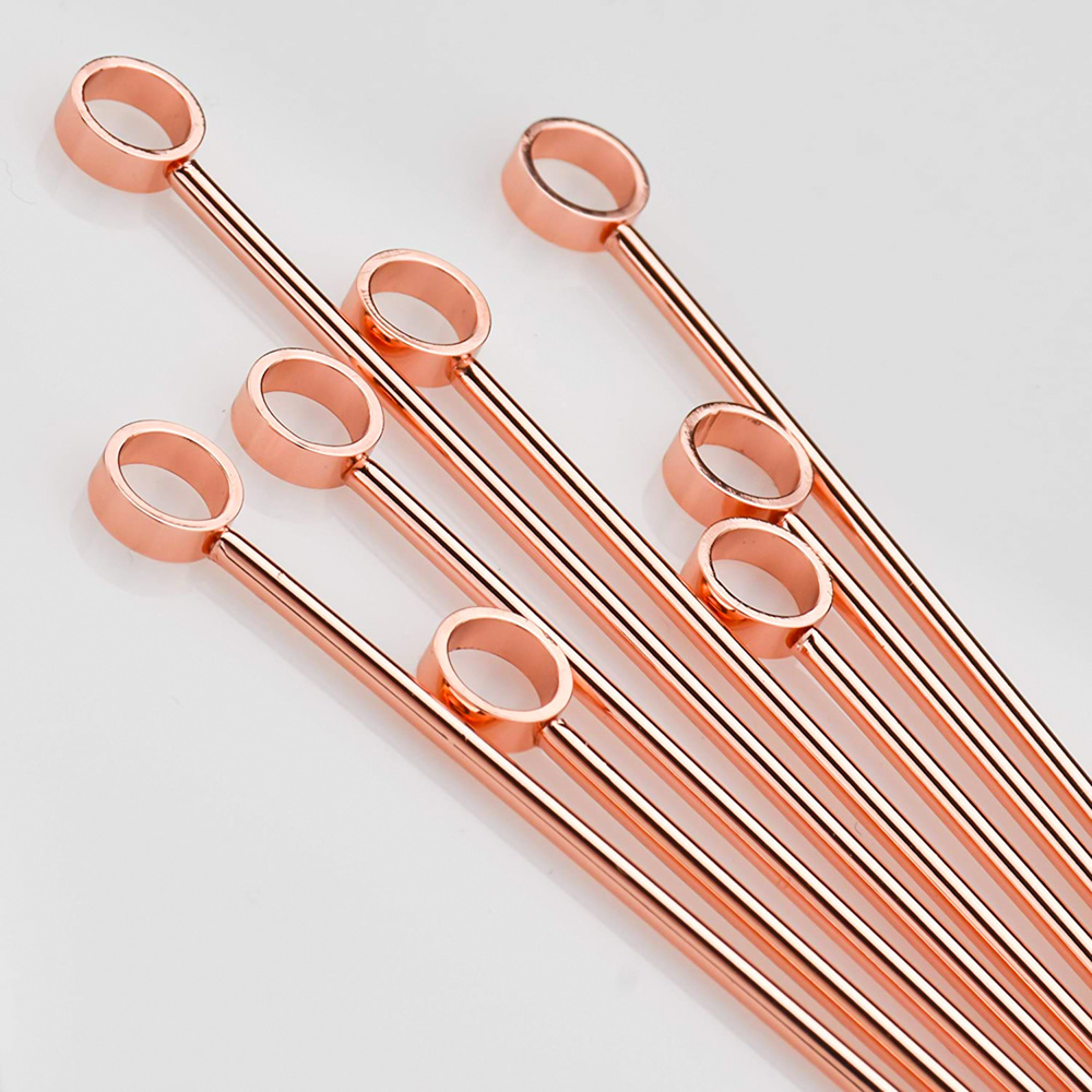 High Quality Cocktail Fruit Stick Stainless Steel 304 Martini Olive Skewers Reusable Appetizer Toothpicks Metal Cocktail Pick