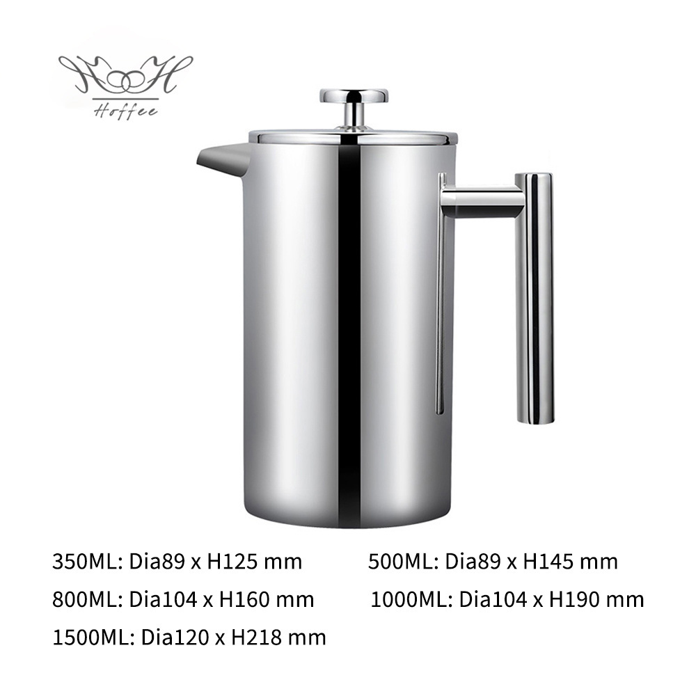 Stainless Steel 18/8 French Press 350ml Coffee Press Portable Travel Double Wall French Press Tea Maker Coffee Maker