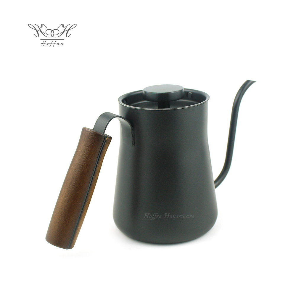 Stylish Vintage Stainless Steel Pour Over Gooseneck Kettle Camping Picnic Coffee Drip Pot Tea Pot With Wooden Handle