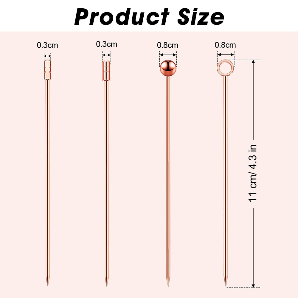 High Quality Cocktail Fruit Stick Stainless Steel 304 Martini Olive Skewers Reusable Appetizer Toothpicks Metal Cocktail Pick