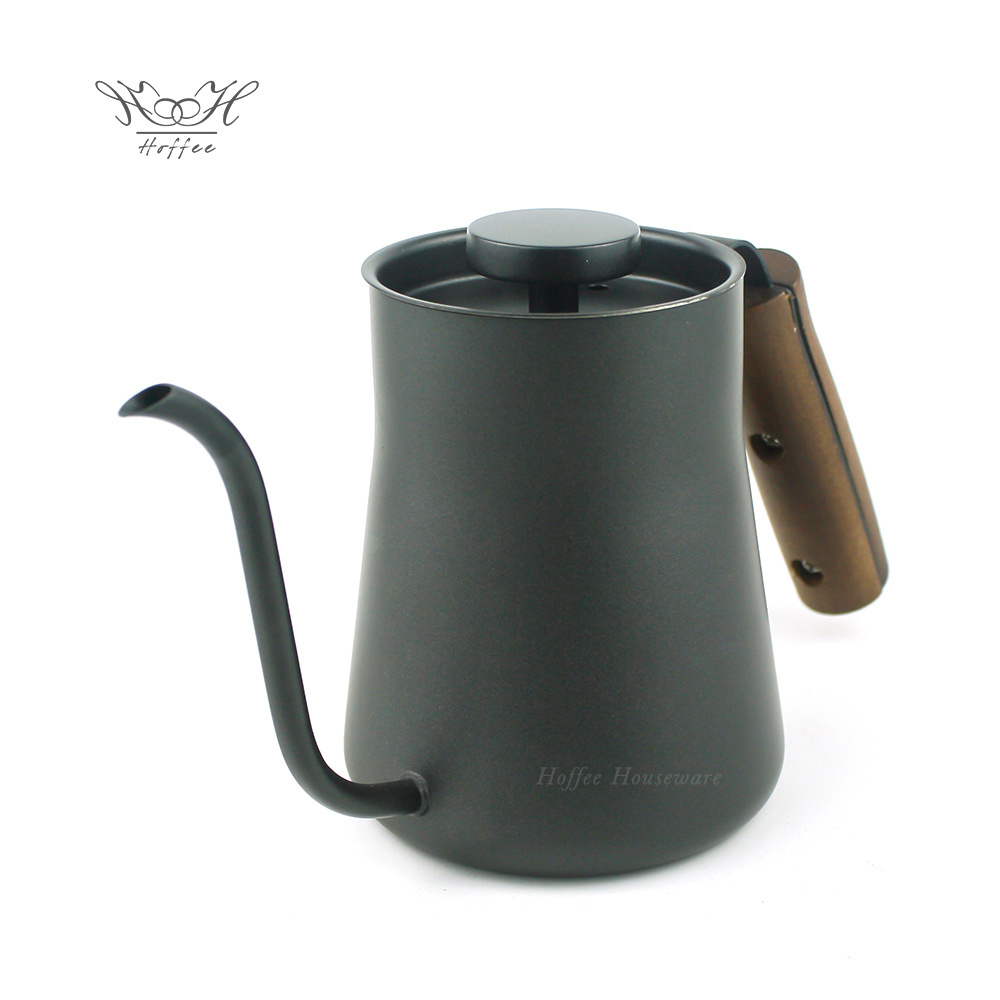 Stylish Vintage Stainless Steel Pour Over Gooseneck Kettle Camping Picnic Coffee Drip Pot Tea Pot With Wooden Handle