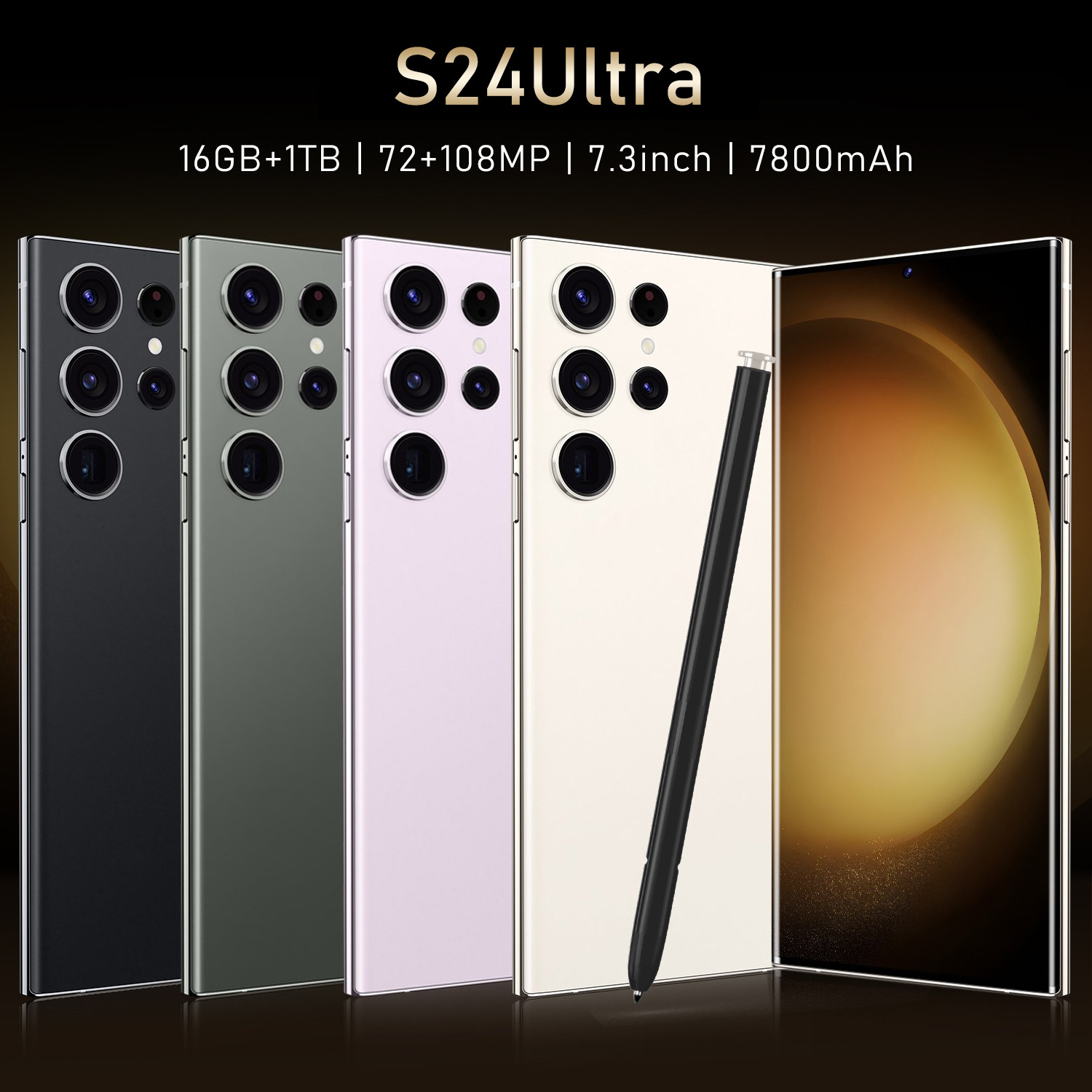 Hot Selling S24 ULTRA original 7.3 inch 16GB+1TB 72MP+108MP Big Screen cellphone Smartphone 5G Mobile Cell Phone