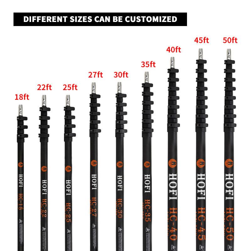 HOFI telescopic pole video inspection camera carbon fiber telescopic pole for swimming pool