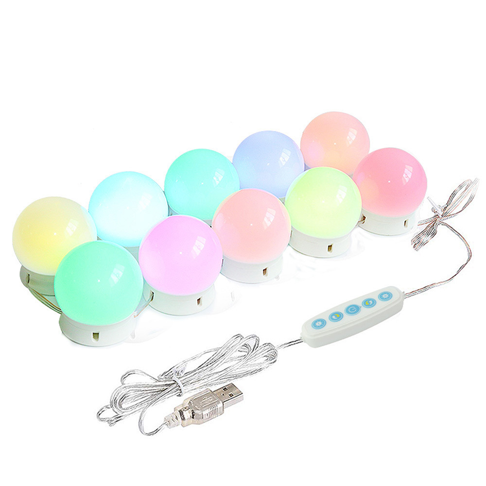 Hollywood Style RGB Color Change 10 Bulbs LED Vanity Mirror Lights Kit 10 Dimmable Table Lighted Bulbs With Makeup